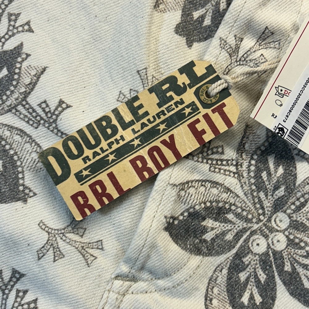 Double RL Denim Shorts Women's 28 RRL Boy Fit Brylee Floral Print Raw Hem 4" NEW - Picture 5 of 16